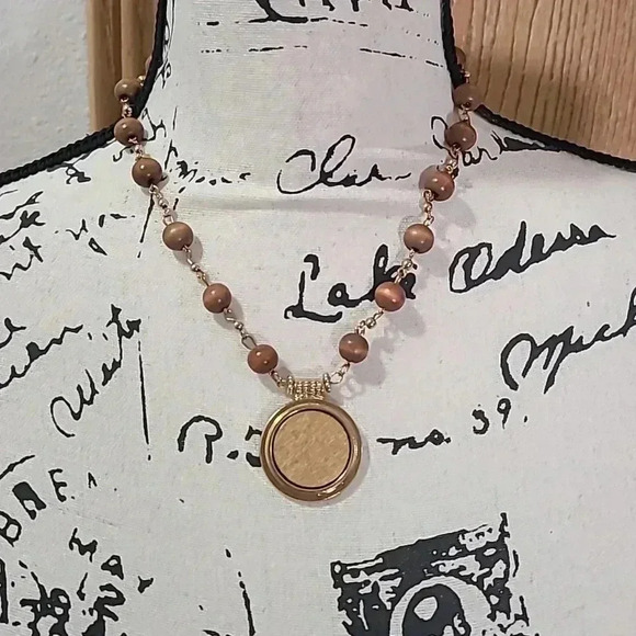 #25 set of 3 fashion necklaces mixed metals layered circle geometric eclectic - Picture 3 of 4